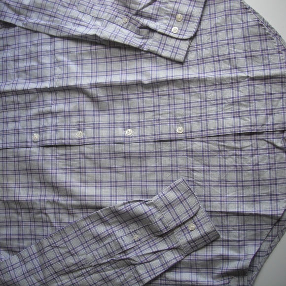 T.M.Lewin Purple with Gray Twill Plaid Long Sleeve - Picture 2 of 8